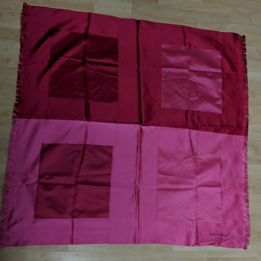 Pink /red satin vintage scarf